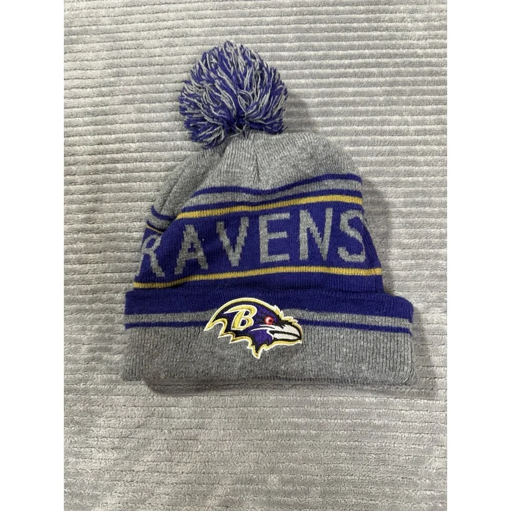 Baltimore Ravens Gray And Purple Toggan-One Size Fits All-Embroidered Raven